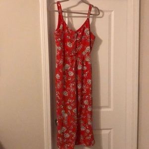 Red floral jumpsuit